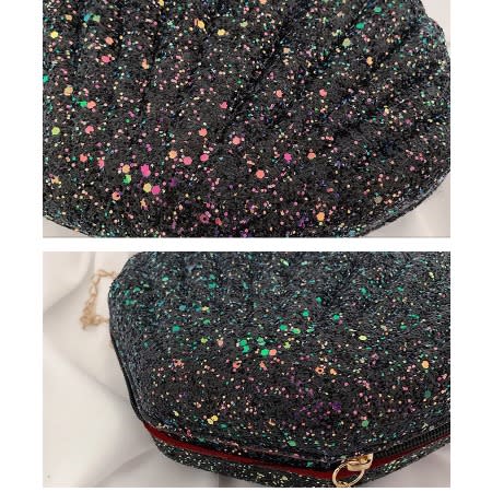Sequin Chain Shell Bag For Women - Black
