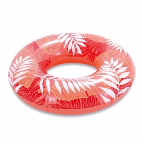 Inflatable Printed Kids Swimming Ring Tube Floater- Coral