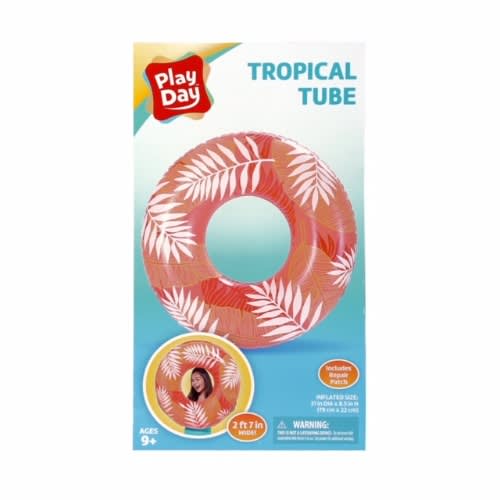 Inflatable Printed Kids Swimming Ring Tube Floater- Coral