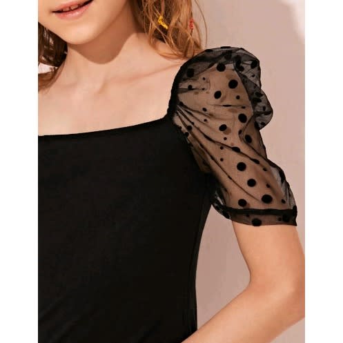 Girls Dobby Mesh Short Sleeve Top -size Run Very Slim & Small(order 3 Sizes Up)