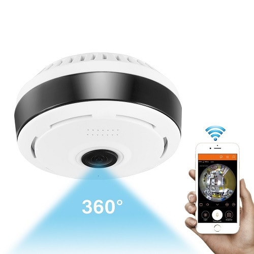 360 Degree Panoramic Wifi Indoor IP Camera  With Night Vision For Large Area Monitoring