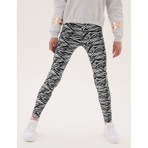 Cotton Rich Zebra Print Leggings
