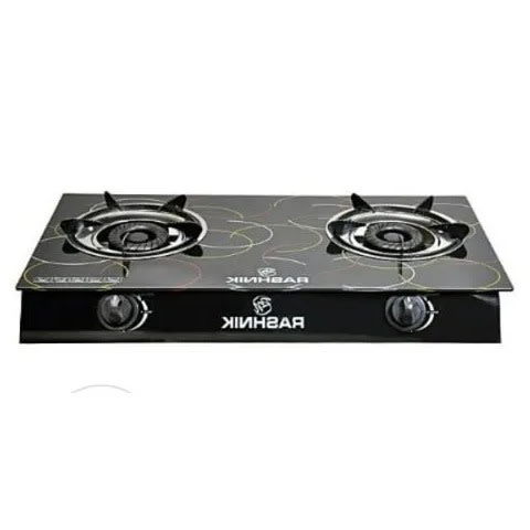 Rashnik Double Burners Glass Top Gas Cooker