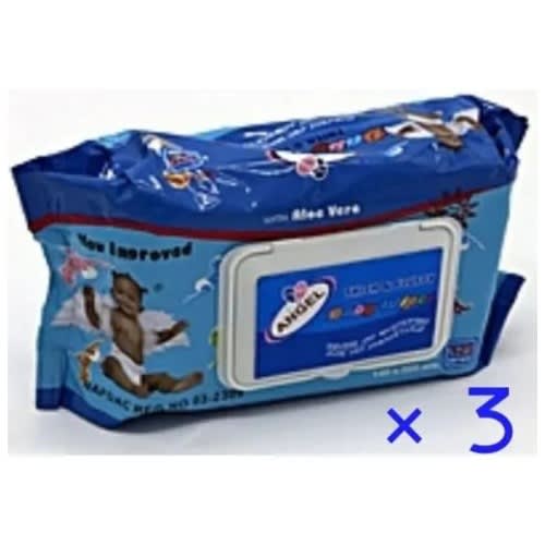 Little Angel Thick & Fluffy Baby Wipes - 125 Wipes ×3