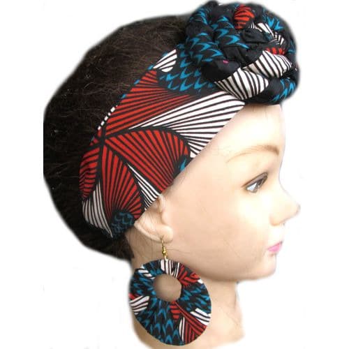 Shopadaa Ankara Turban Headband With Matching Hoop Earrings Set