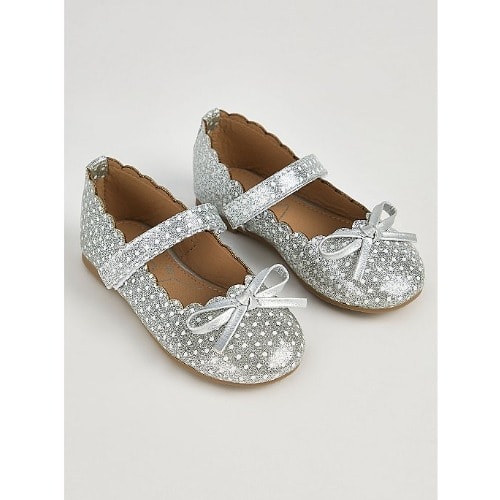 Scalloped Edge Ballet Pumps - Silver