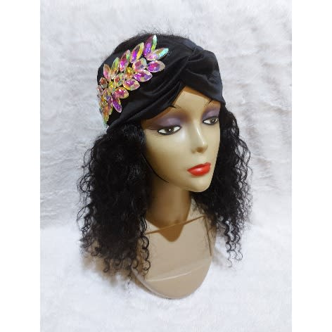 Silk Turban With Accessories - Black