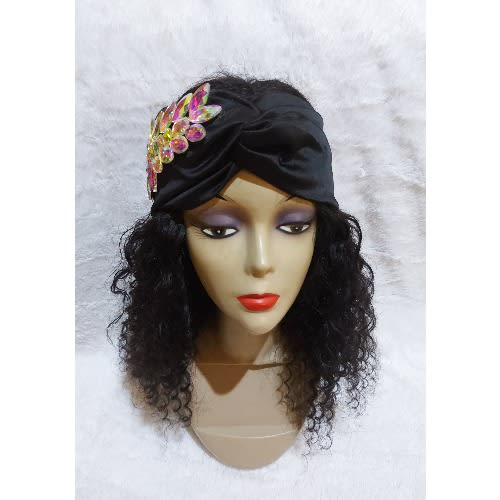 Silk Turban With Accessories - Black