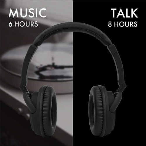 Wireless Noise Canceling Aviation Headset With Mic - Black