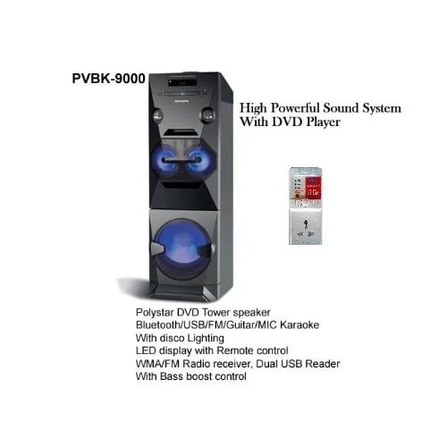 Pv-bk9000 Powerful Bluetooth DVD Tower Speaker - Dvd/cd/mp3/ + Free Surge