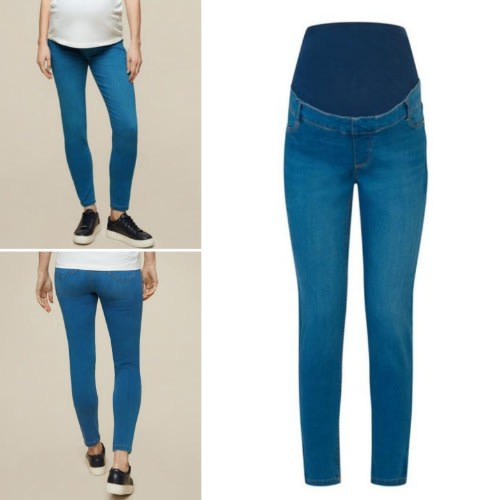 Straight Leg Overbump Midwash Blue Maternity Jeans
