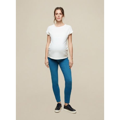 Straight Leg Overbump Midwash Blue Maternity Jeans