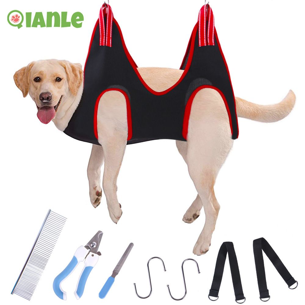Dog Cat Hammock Pet Grooming Hammock Restraint Bag Pet Nails Trimming Helper Pets Tools Nail Clip Trimming Supplies-Hammock Black