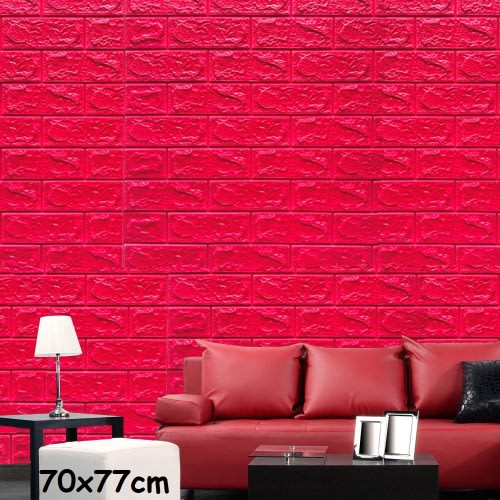 3DSelf Adhesive Pe Foam Brick Wallpaper Sticker - Red