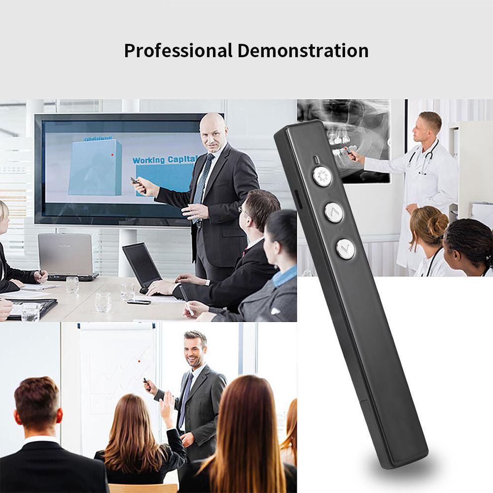 PPT Flip Pen Wireless Presenter PPT Clicker Multifunction Electronic Projection Pen Laser Flip Pen Remote Control PR-20 Black