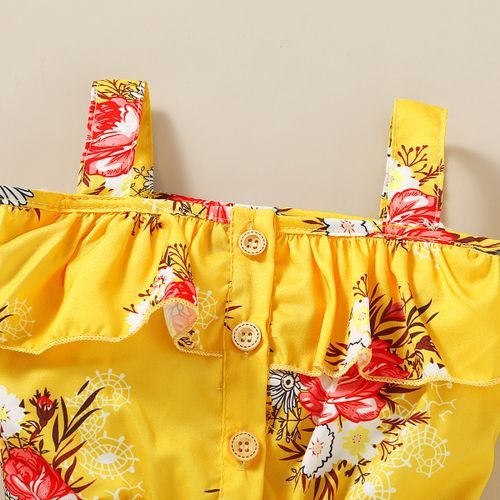 Toddler Baby Girls One Shoulder Design Jumpsuit -Yellow