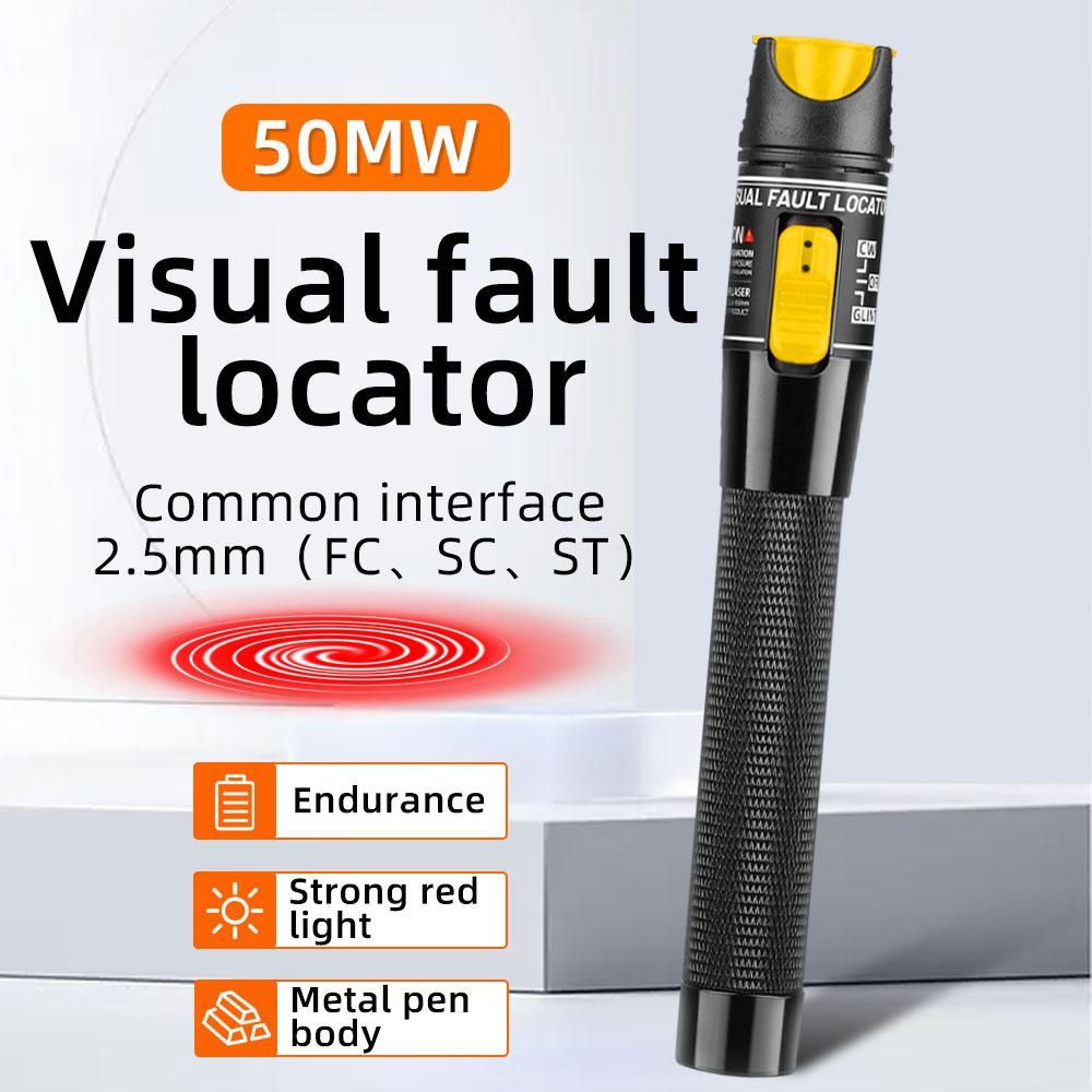 Handheld 50mW Optical Fiber Tester Portable Pen Type Red Light Visual Fault Locator Fiber Test Pen Support 2.5mm FC/SC/ST Interface