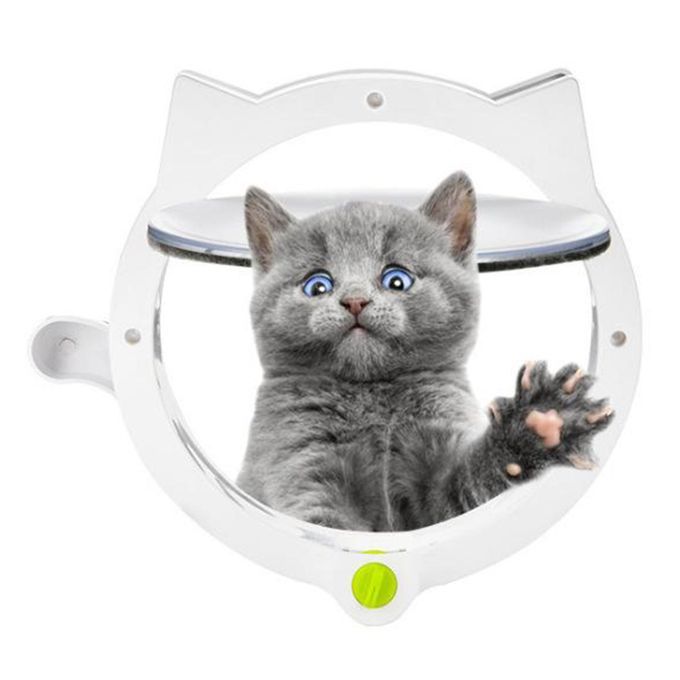 4 Way Lock Small Cat & Dog Flap Door Hidden Litter Box Pet Door White
