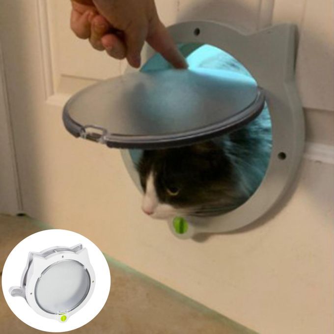 4 Way Lock Small Cat & Dog Flap Door Hidden Litter Box Pet Door White