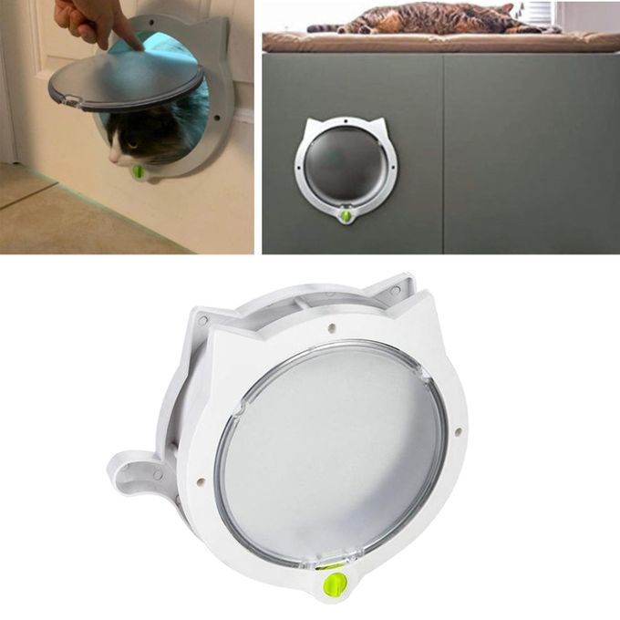 4 Way Lock Small Cat & Dog Flap Door Hidden Litter Box Pet Door White