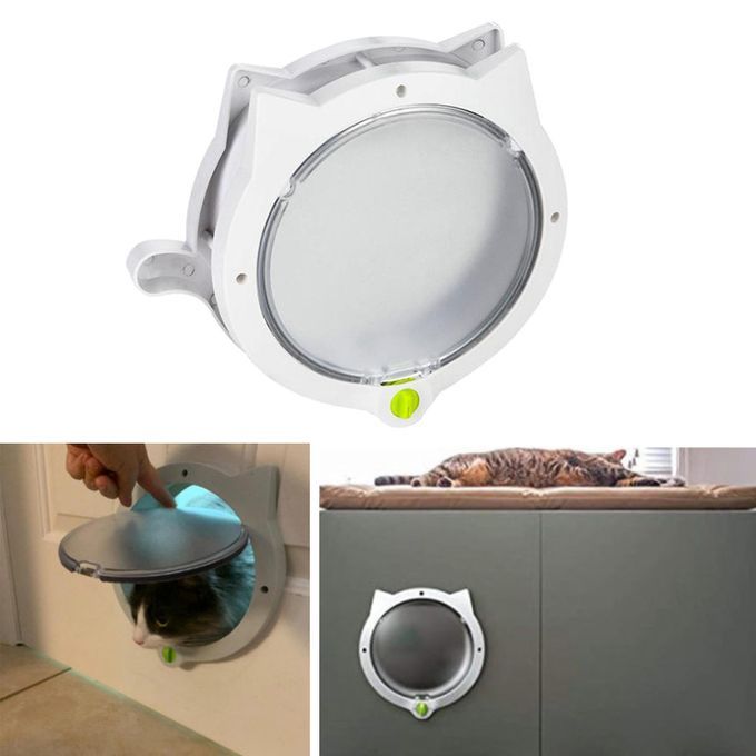 4 Way Lock Small Cat & Dog Flap Door Hidden Litter Box Pet Door White