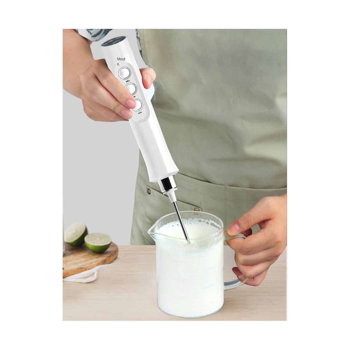 Electric Mixer Egg Beater Kitchen Stirrer Coffee Cappuccino Creamer Whisk Portable Blender -Black
