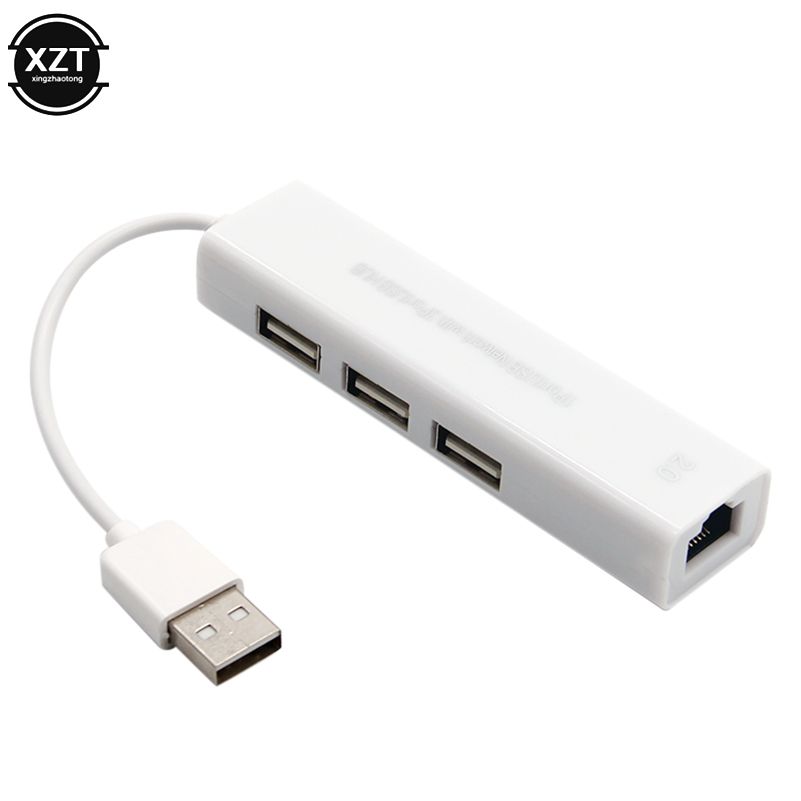 USB Ethernet With 3 Port USB HUB 2.0 RJ45 Lan Network Card