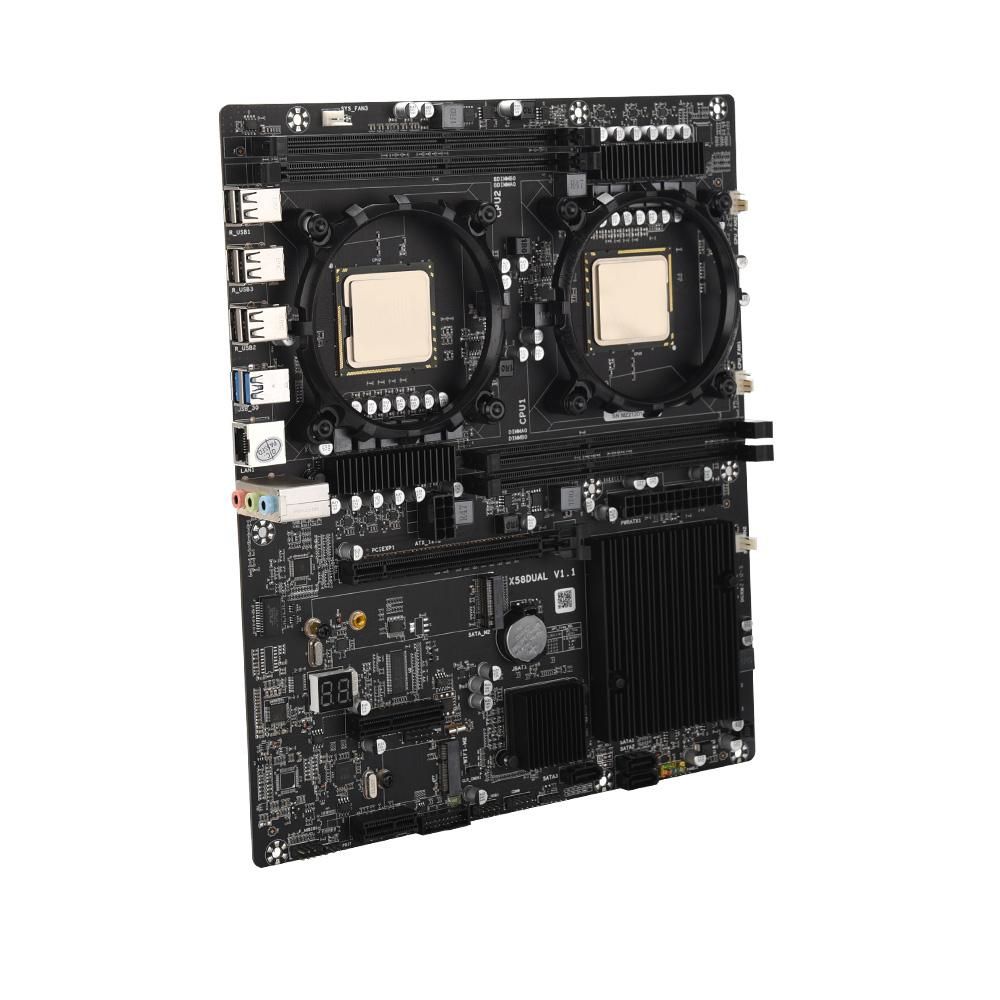 X58DUAL V1.1 E-ATX Gaming Motherboard with 4 DDR3 Memory Slots 2 CPU Slots Onboard M.2 Interface Support L5520 Processor