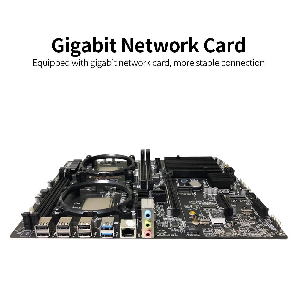 X58DUAL V1.1 E-ATX Gaming Motherboard with 4 DDR3 Memory Slots 2 CPU Slots Onboard M.2 Interface Support L5520 Processor