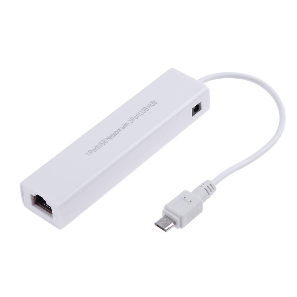 OTG 3 Port Micro USB To Network LAN Adapter Ethernet RJ45