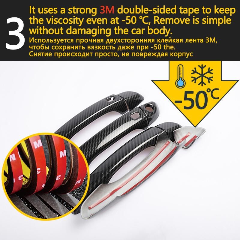 Black Carbon Fiber for Opel Corsa D 2007 2008 2009 2010 2011 2012 2013 2014 Vauxhall Door Handle Cover Sticker Car Accessories