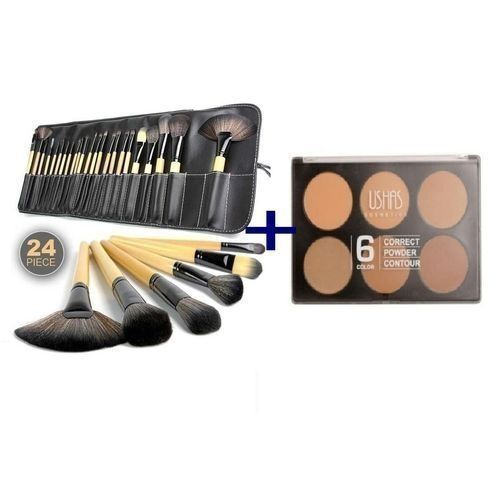6 Colour Powder Pallet + 24 Brush Set