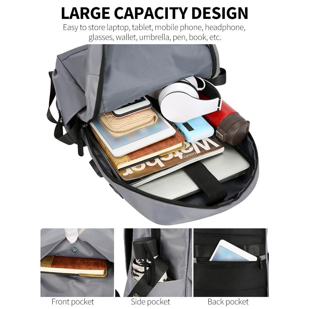 Large Capacity Computer Backpack Oxford Cloth Business Outdoor Leisure Travel Bag with External USB Interface Black