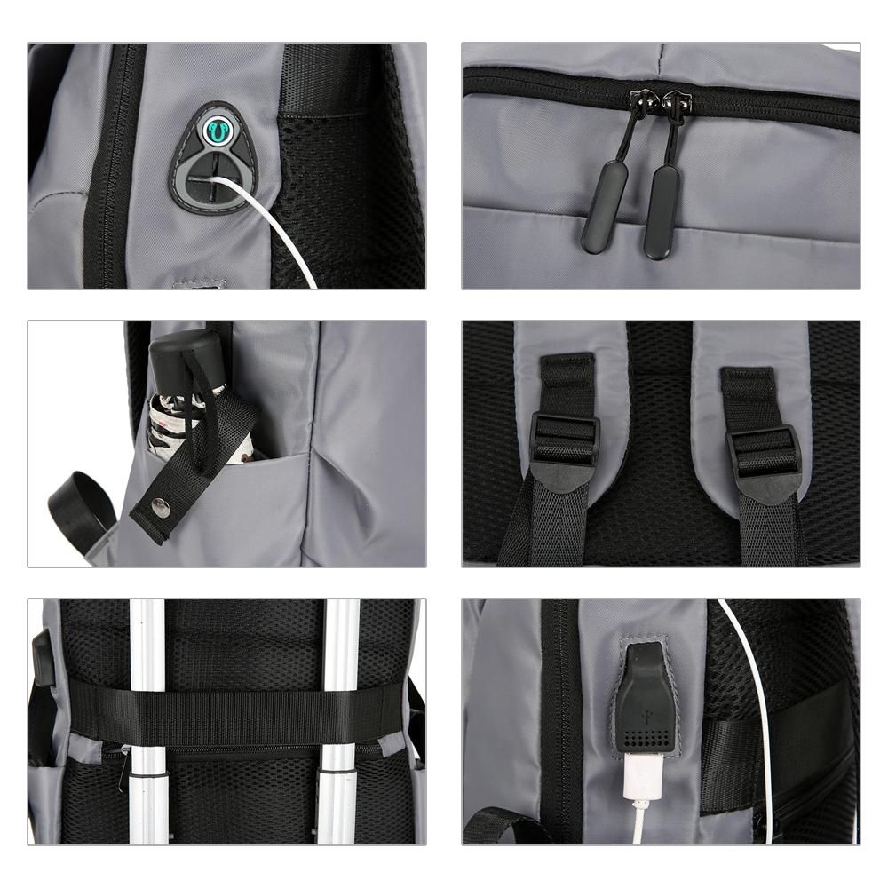 Large Capacity Computer Backpack Oxford Cloth Business Outdoor Leisure Travel Bag with External USB Interface Black