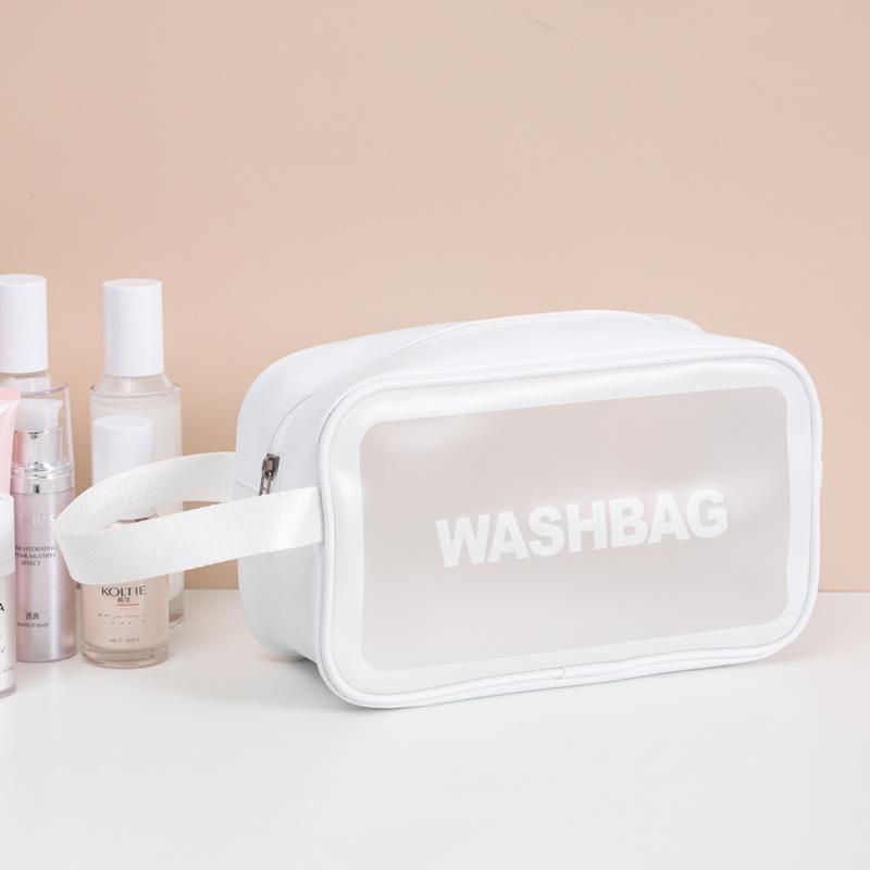 PVC Cosmetic Bag New W Large Capacity Portable Women Travel Transparent Waterproof Toiletry Bag Storage Bag Handbag 40cm	White medium 40cm