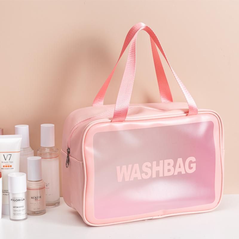 PVC Cosmetic Bag New W Large Capacity Portable Women Travel Transparent Waterproof Toiletry Bag Storage Bag Handbag 40cm	White medium 40cm