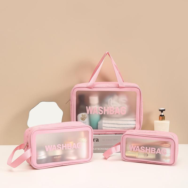 PVC Cosmetic Bag New W Large Capacity Portable Women Travel Transparent Waterproof Toiletry Bag Storage Bag Handbag 40cm	White medium 40cm