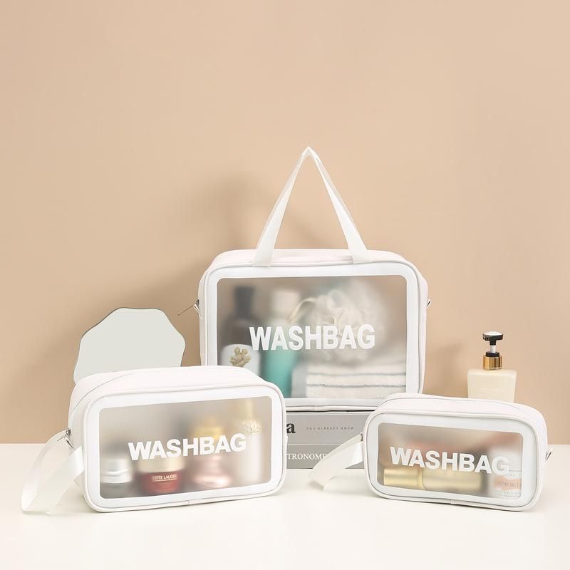 PVC Cosmetic Bag New W Large Capacity Portable Women Travel Transparent Waterproof Toiletry Bag Storage Bag Handbag 40cm	White medium 40cm