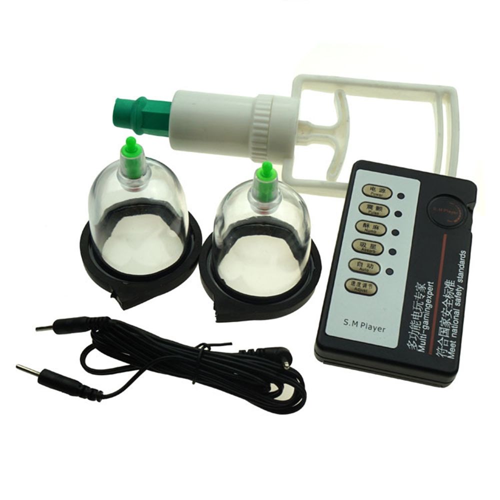 Vacuum Breast Enhance Pump Vibrator Digital Shock Therapy Machine For Chest Breast Massager S Electro Kit E-Stimulation