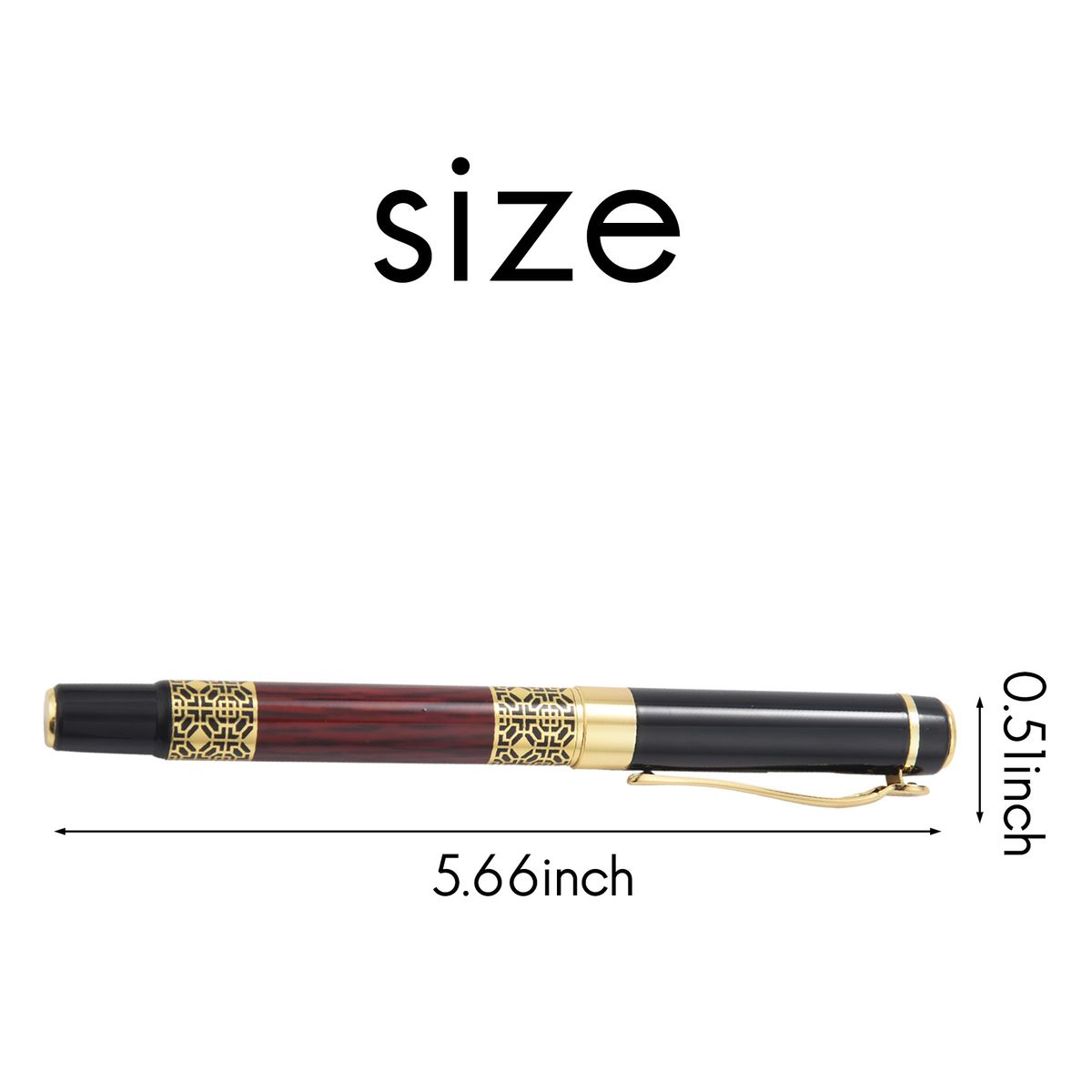 Chinese Classical Fountain Pen Golden Metal Wood Signature
