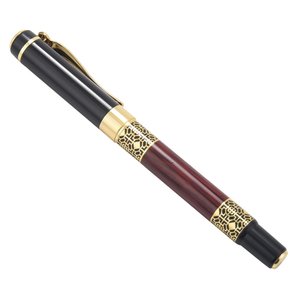 Chinese Classical Fountain Pen Golden Metal Wood Signature