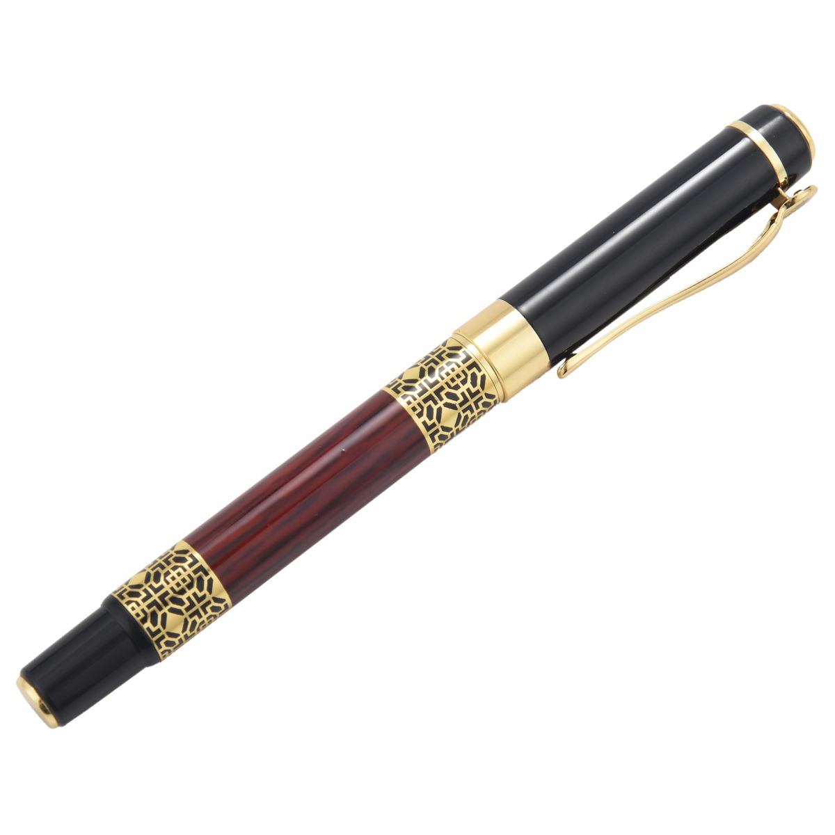 Chinese Classical Fountain Pen Golden Metal Wood Signature