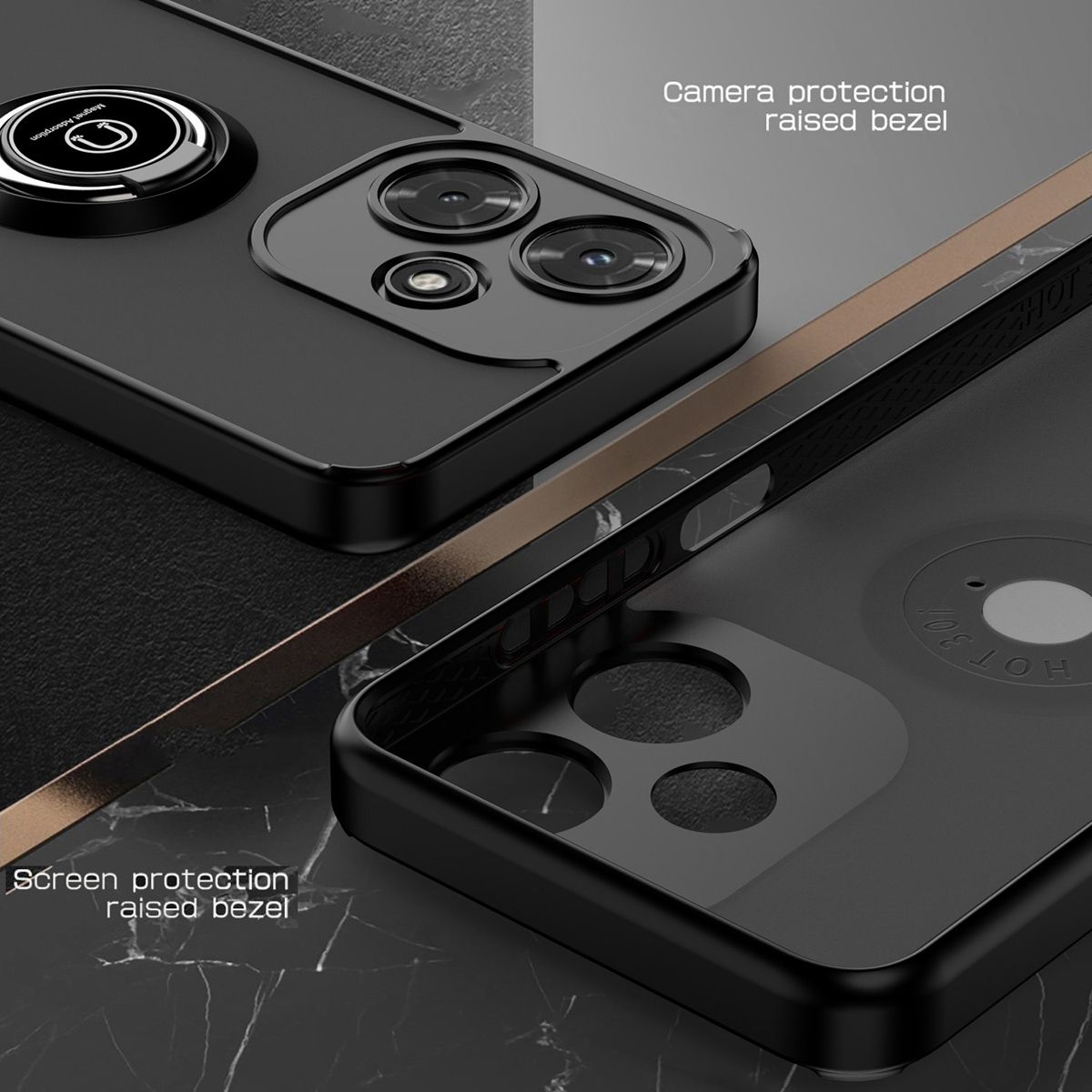 Infinix Hot 30i Case With Ring Holder Stand Matte Back Soft Bumper Case Cover For Infinix Hot 30i