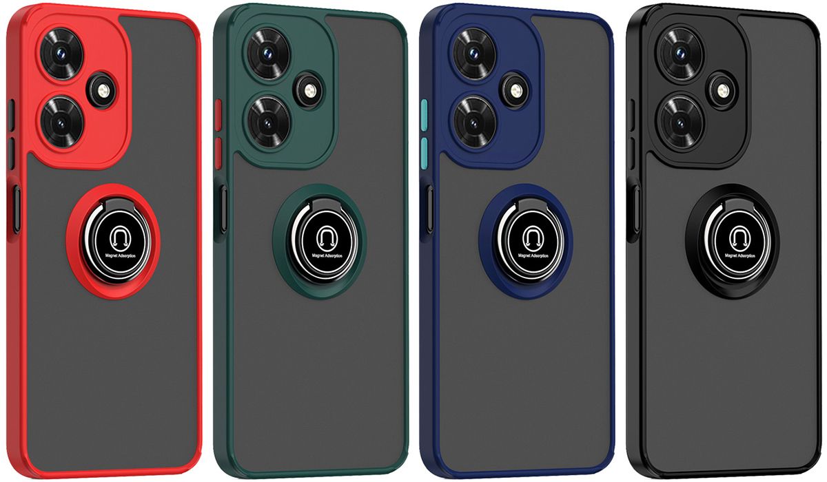 Infinix Hot 30i Case With Ring Holder Stand Matte Back Soft Bumper Case Cover For Infinix Hot 30i