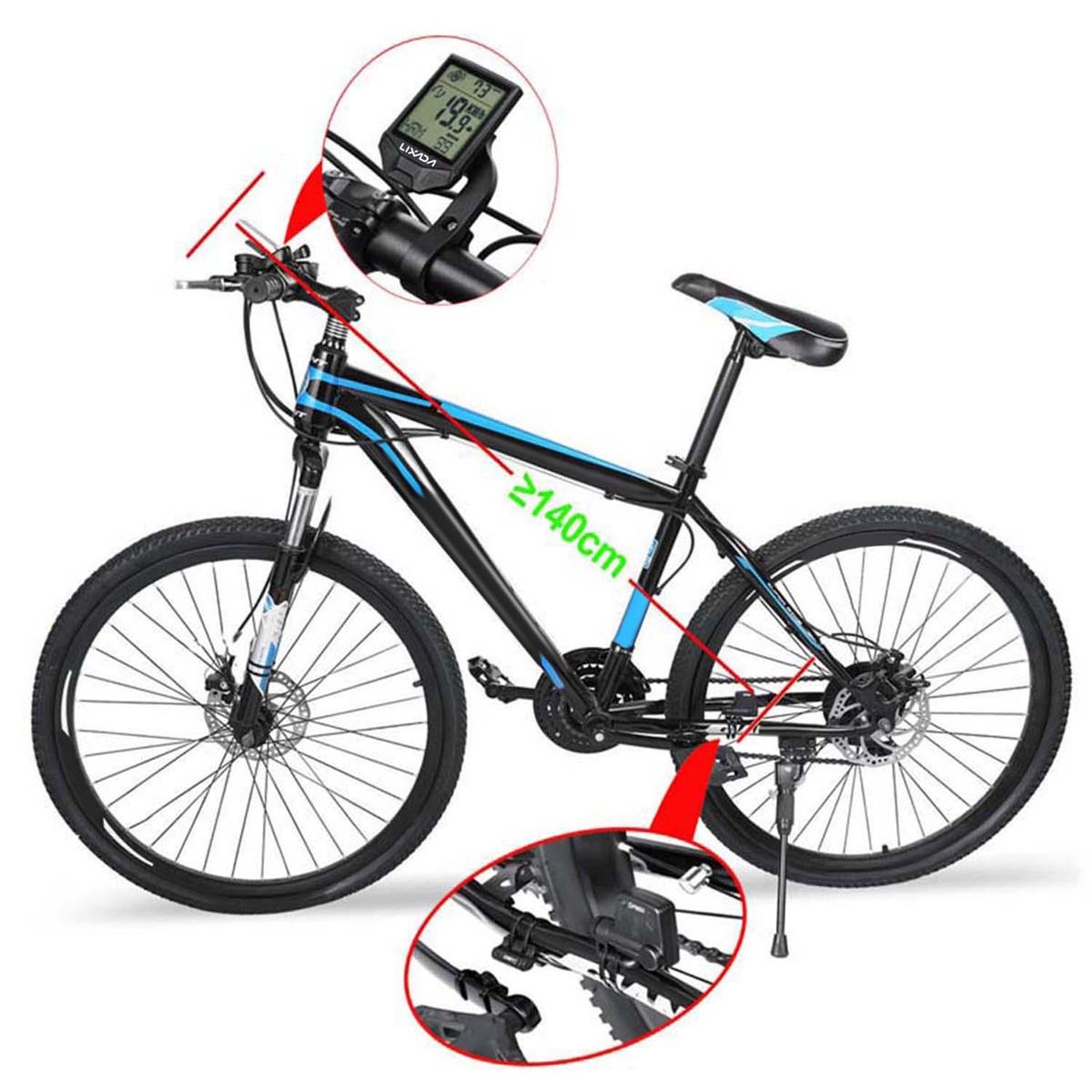 Cycling Wireless Computer Bike Computer Cadence Multifunctional Rainproof Cycling Computer with Backlight LCD