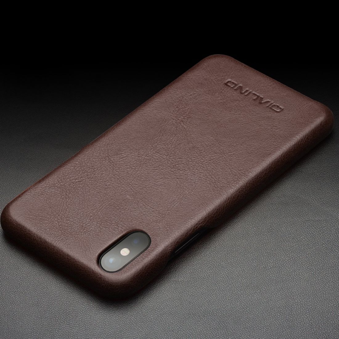 For IPhone X / XS QIALINO Cowhide Leather Case