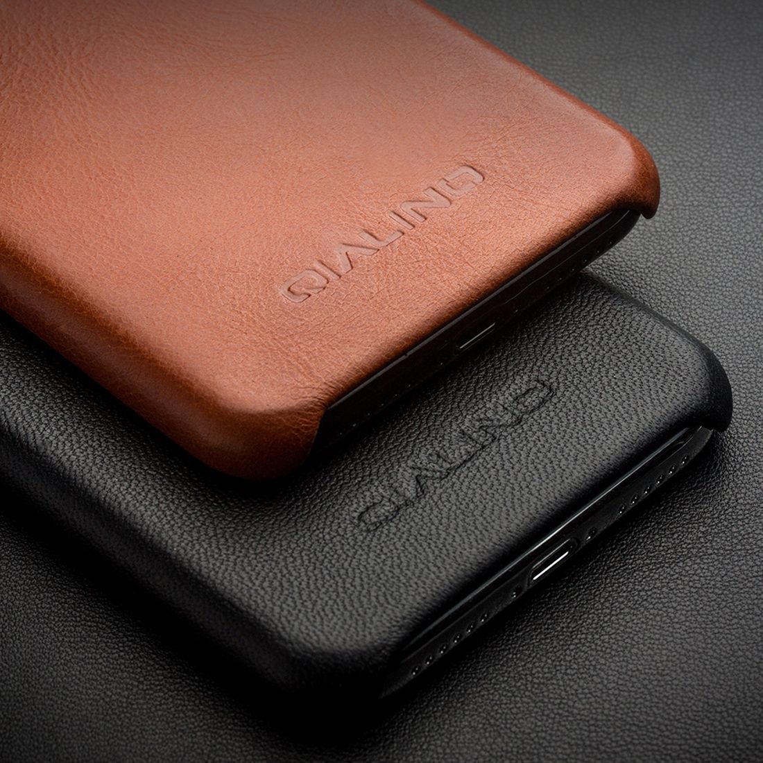 For IPhone X / XS QIALINO Cowhide Leather Case