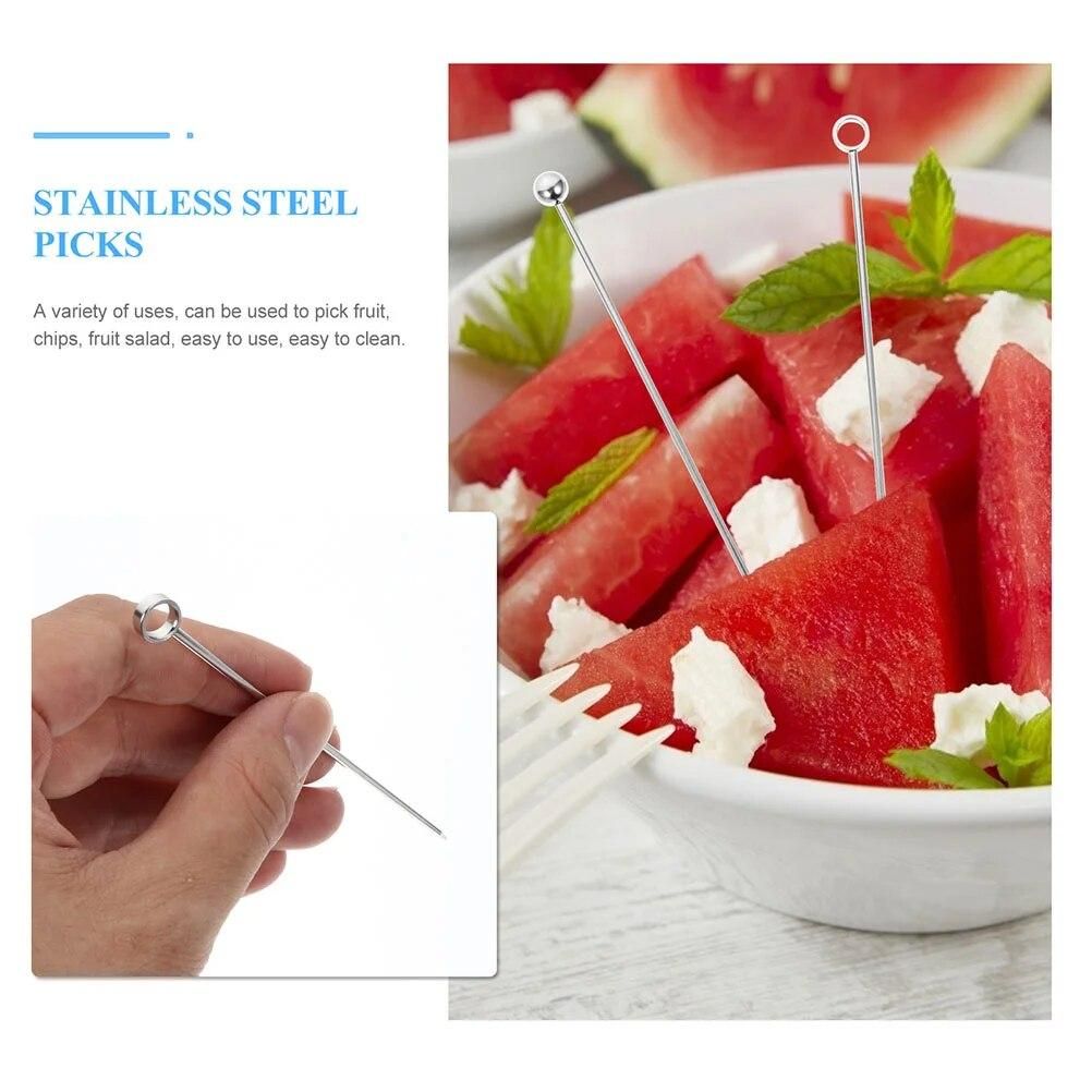 8Pcs Stainless Steel Cocktail Toothpicks Cocktail Metal Reusable Metal Cocktail Skewers Sandwich Picks Martini Picks
