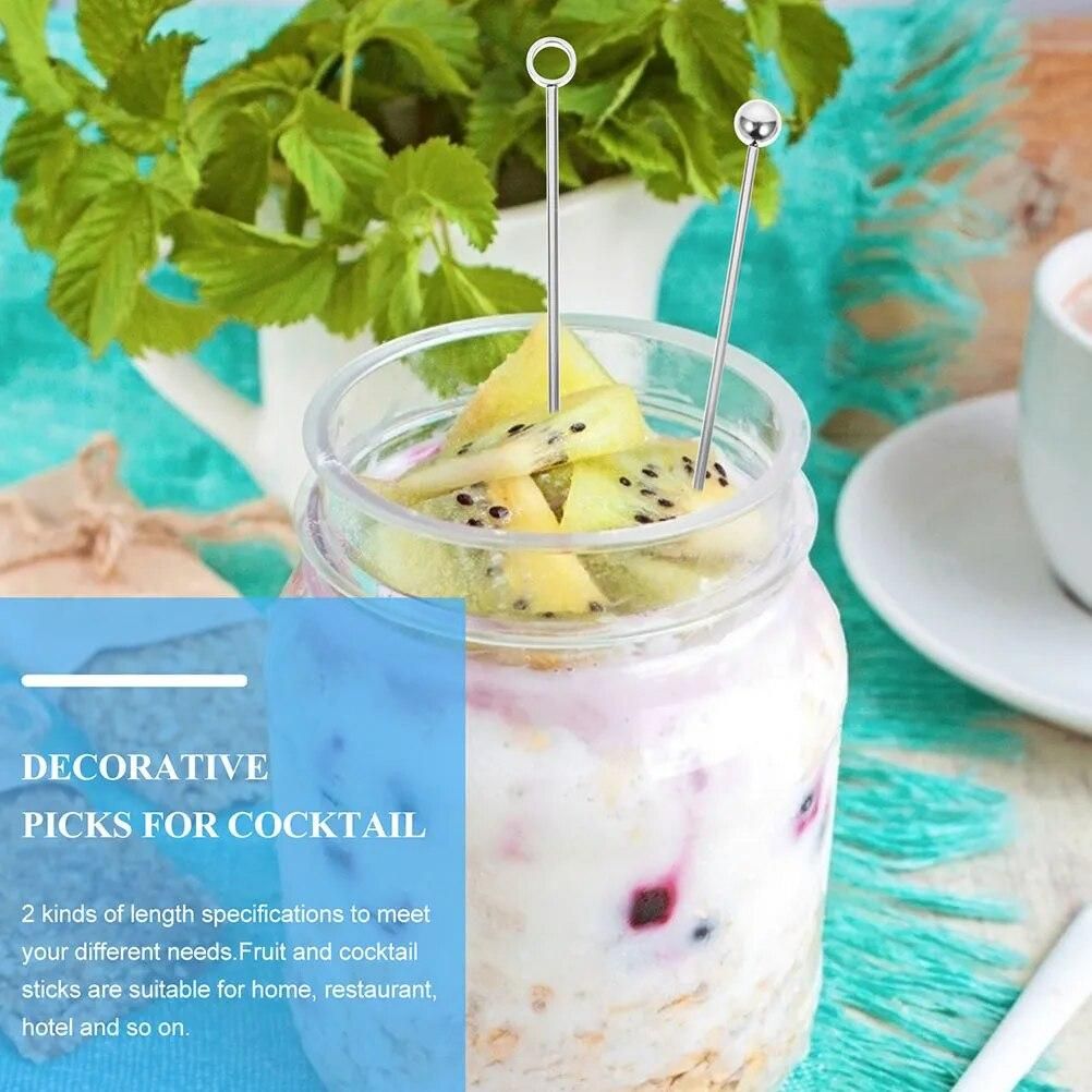 8Pcs Stainless Steel Cocktail Toothpicks Cocktail Metal Reusable Metal Cocktail Skewers Sandwich Picks Martini Picks