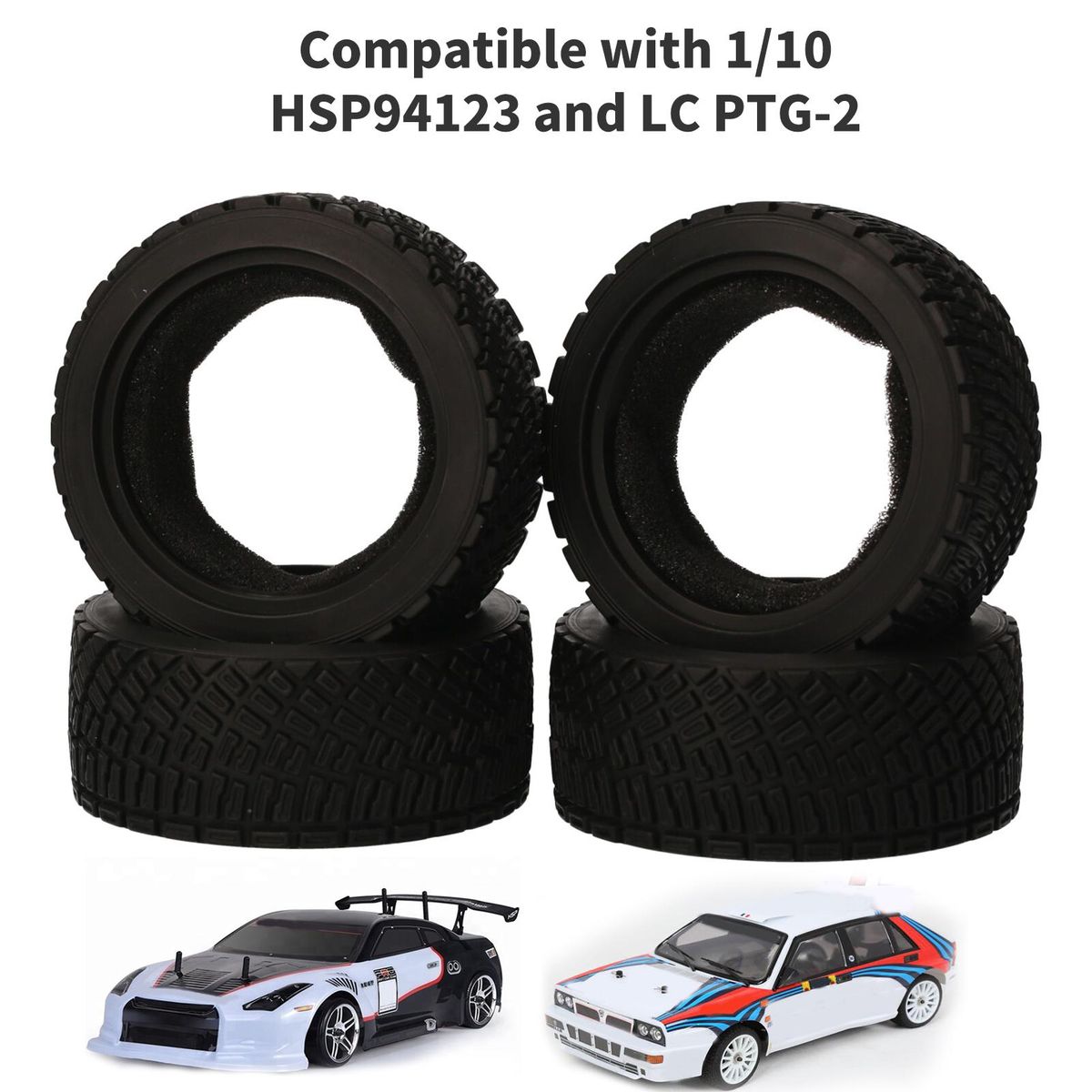 AUSTAR AX-8006 4PCS 65*25MM Rubber Tires for 1/10 Racing Car Compatible with HSP94123 LC PTG-2